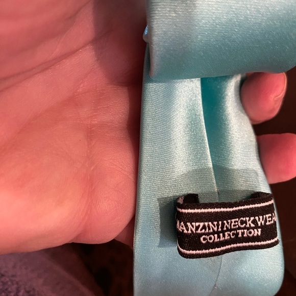 Aqua colored tie. Sateen material. - Picture 3 of 3